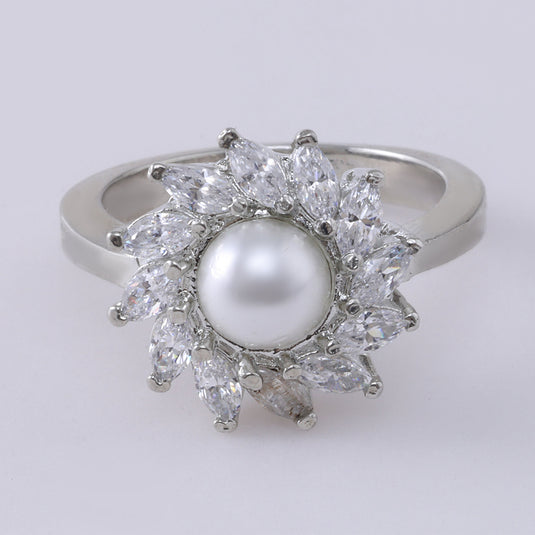 925 Silver Sunburst Pearl RIng