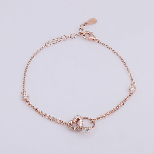925 Silver Minimal Link Bracelet (Rose-Gold Finish)