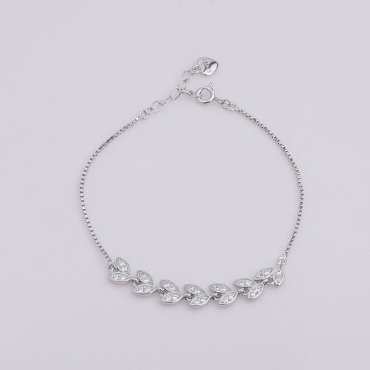 925 Silver Leaf Motifs Bracelet