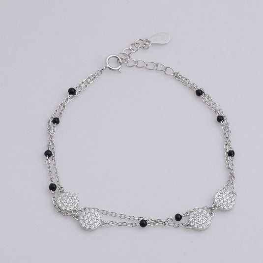 925 Silver Beads & Discs Bracelet