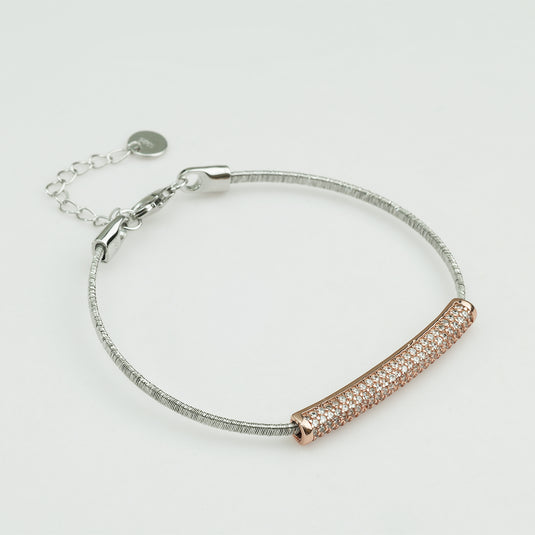 925 Silver Dual-Tone Cylindrical Shimmer Bracelet