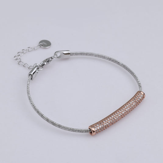 925 Silver Dual-Tone Cylindrical Shimmer Bracelet