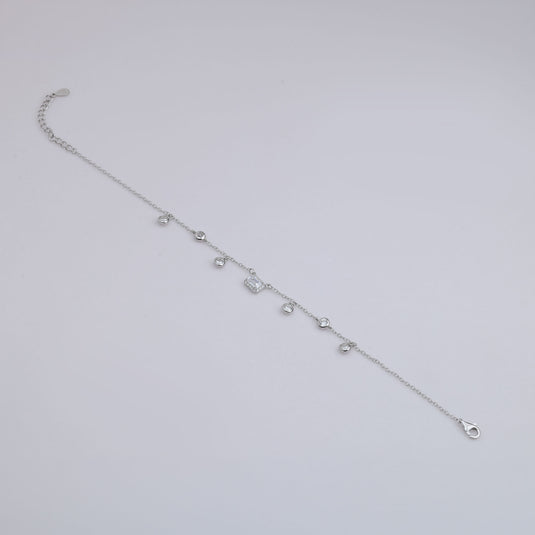 925 Silver Emerald-Cut Stone Bracelet