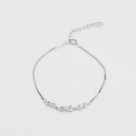 925 Silver Studded Infinity Bracelet