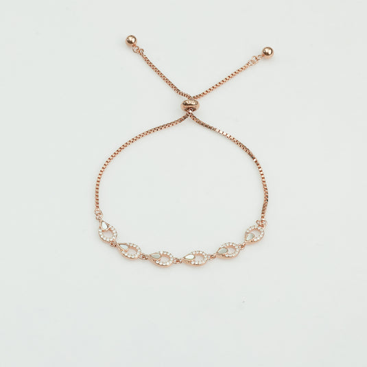 925 Silver Pear Drop Adjustable Bracelet (Rose-Gold Finish)