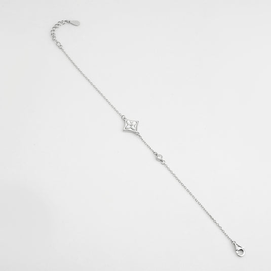 925 Silver Simple Flower Charm Bracelet