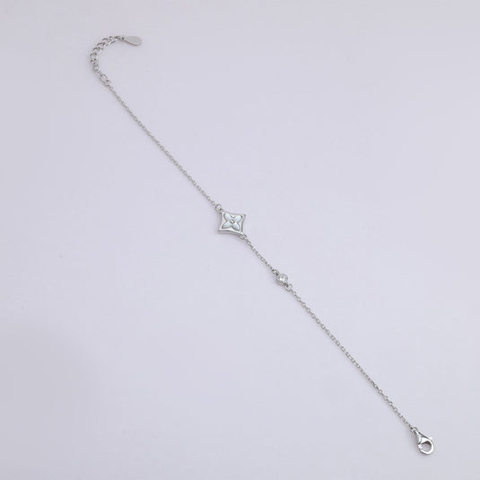 925 Silver Simple Flower Charm Bracelet