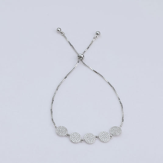 925 Silver Studded Discs Adjustable Bracelet