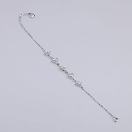 925 Silver Butterfly Linked Bracelet