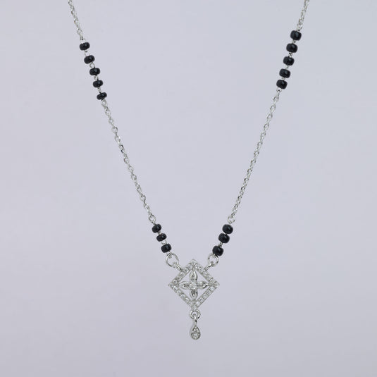 925 Silver Diamond Shaped Tiny Drop Detail Mangalsutra