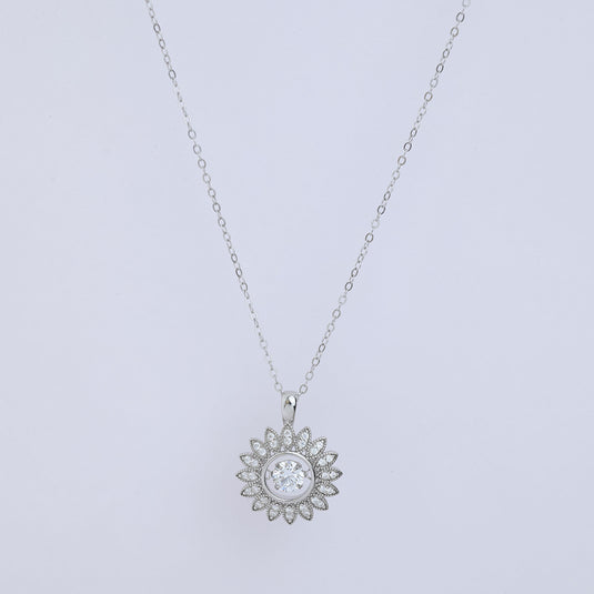 925 Silver Sparkling Sunflower Pendant