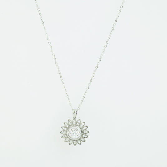 925 Silver Sparkling Sunflower Pendant