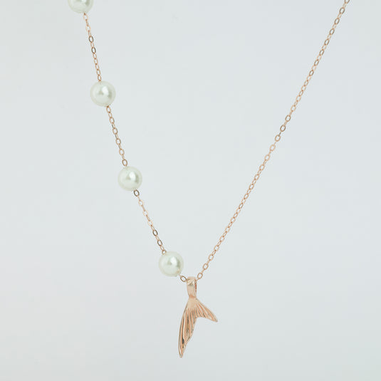 925 Silver Pearly Mermaid Tail Pendant (Rose-Gold Finish)