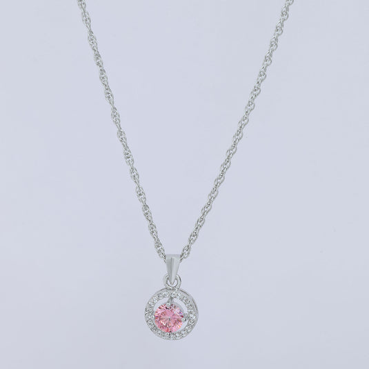 925 Silver Small Pink Stone Pendant