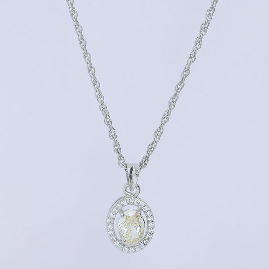 925 Silver Yellow Oval Stone Pendant