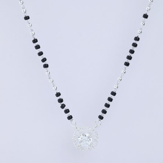 925 Silver Silver Studded Sphere Mangalsutra