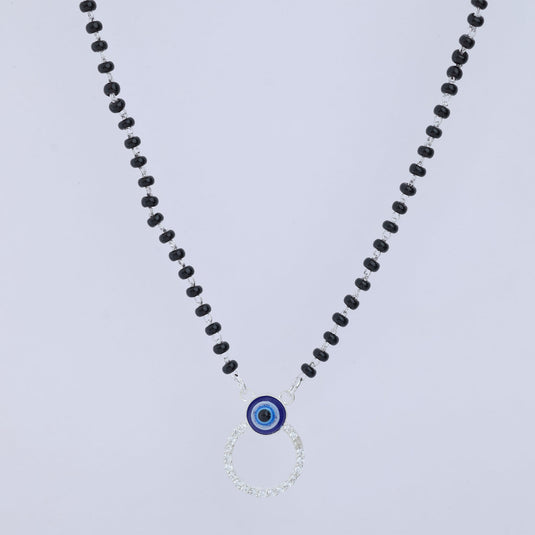 925 Silver Studded Open Circle with Evil Eye Mangalsutra