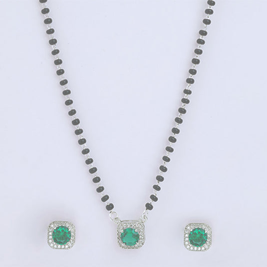 Green Stone Stud Mangalsutra