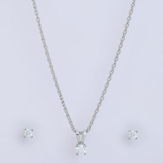 925 Silver Oval Stone Pendant Set