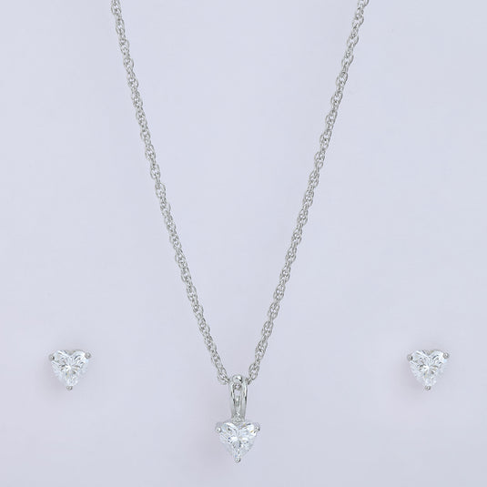 925 Silver Triangle Stone Pendant Set