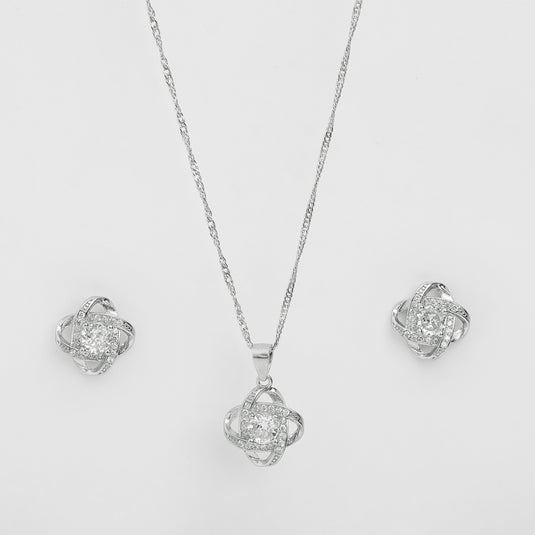 925 Silver Wrapped Stone Pendant Set