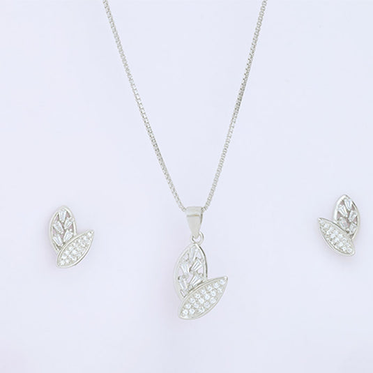 Leaf Charm Pendant Necklace Set