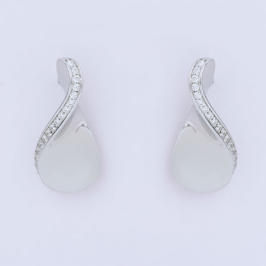 925 Silver Studded Petal Earrings
