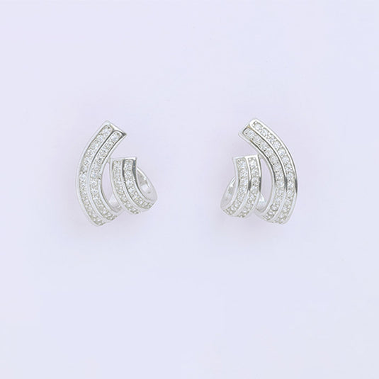 Curved Silver Ear Cuff Earrings