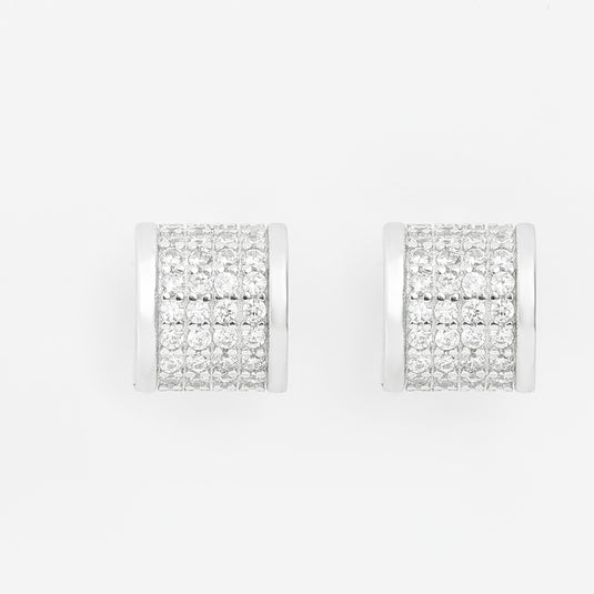 925 Silver Wide Hoop Shimmer Earrings