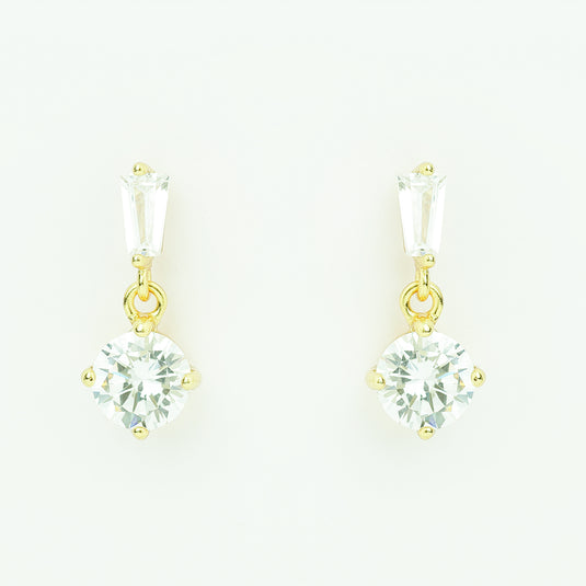 925 Silver Two-Stone Drop Earrings