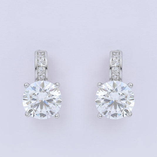 925 Silver Studded Short Dangling Earrings