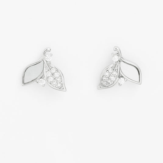 925 Silver Double Convex Studded Earrings