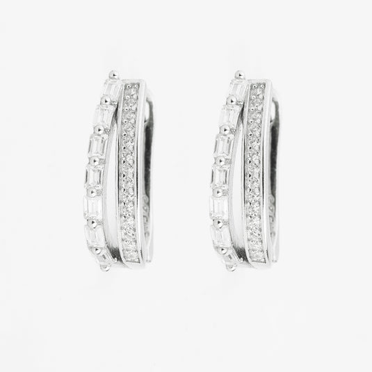 925 Silver Doublr Hoop Sleek Earrings