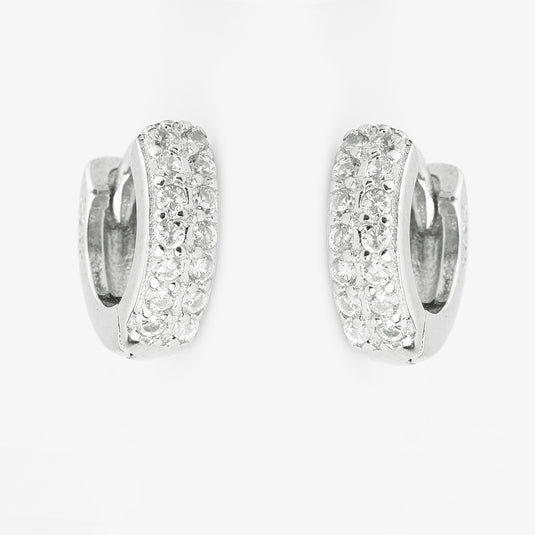 925 Silver Classic Studded Hoop Earrings