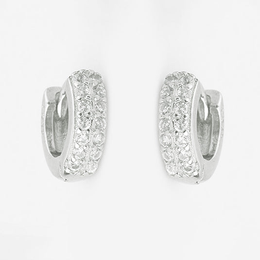 Textured Crystal Huggie Earrings