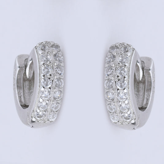 925 Silver Classic Studded Hoop Earrings