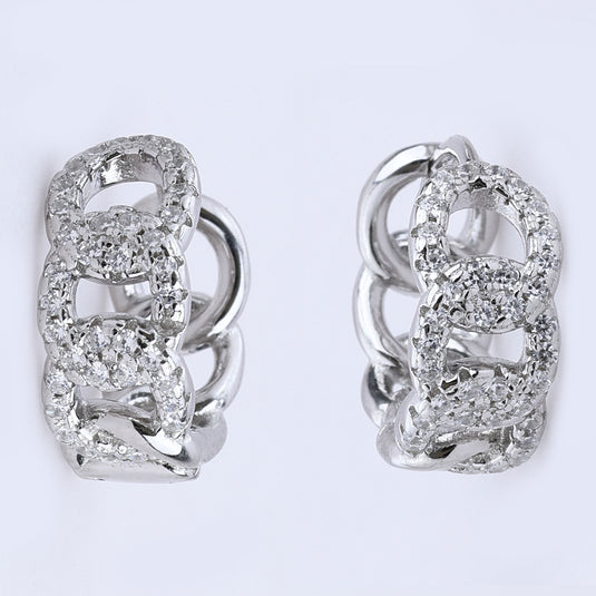 925 Silver Circle Linked Hoop Earrings