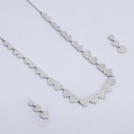 925 Silver Heart Studded Necklace