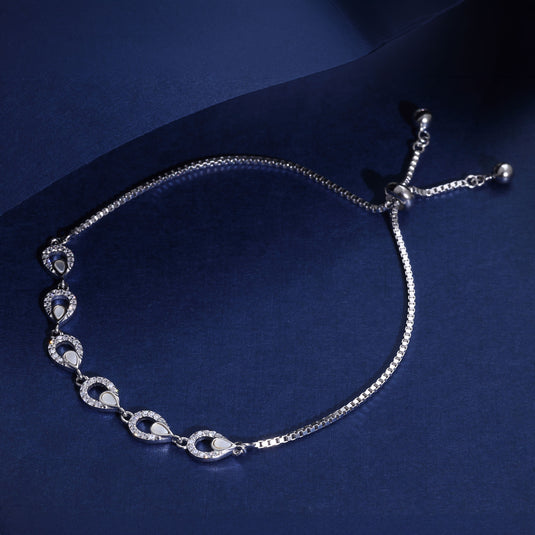 925 Silver Pear Drop Adjustable Bracelet