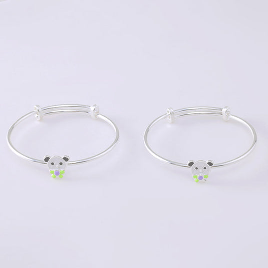 Green Bead Minimal Silver Kada