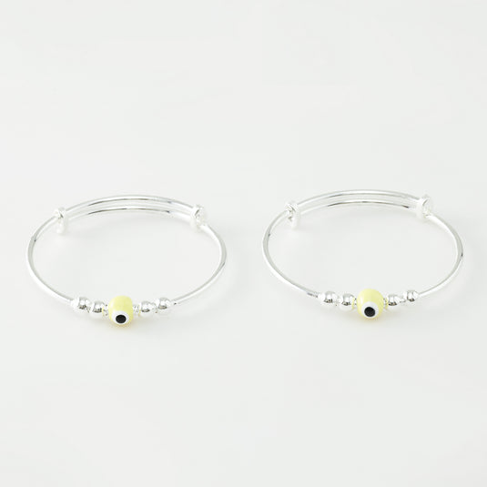 925 Silver Enamel Yellow Evil Eye Baby Kada