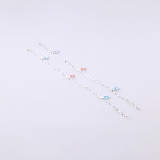 Heart Charm Silver Anklet