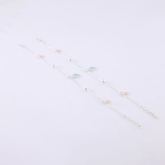 Crystal Accent Silver Anklet