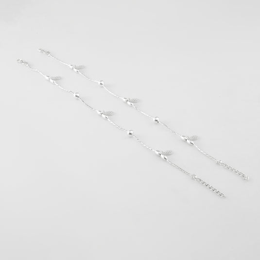 Dual Charm Silver Anklet