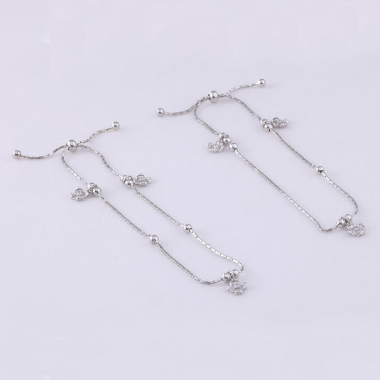 925 Silver Floral Adjustable Anklet