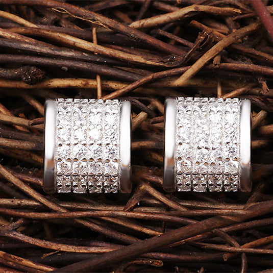Silver Pavé Huggie Earrings