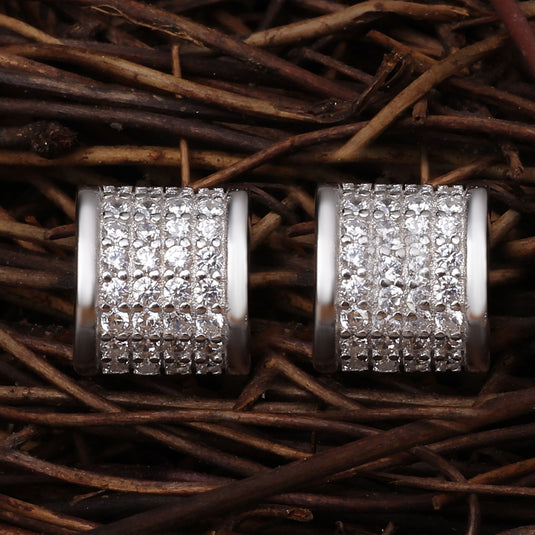925 Silver Wide Hoop Shimmer Earrings