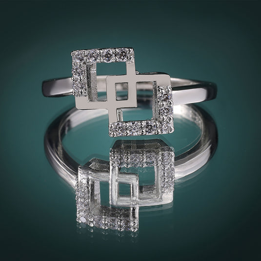 925 Silver Interlocked Square Ring