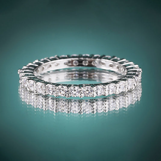 Double Line Crystal Band Ring