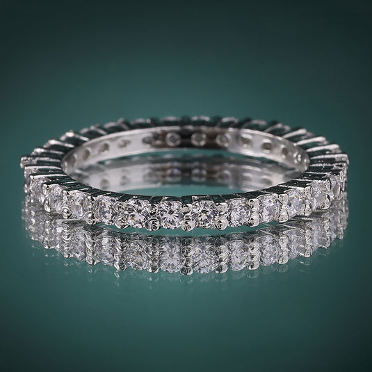 925 Silver Minimal Halo Studded Ring